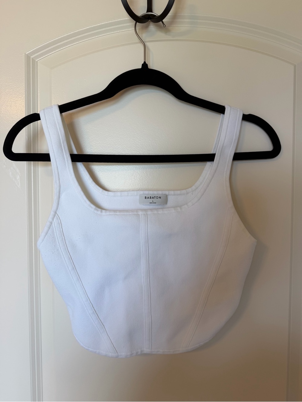 Aritzia Babaton White Square-Neck Crop Tank